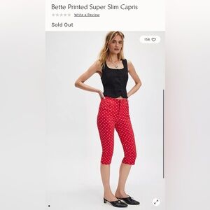 Free People Red and White Polka Dot Capris